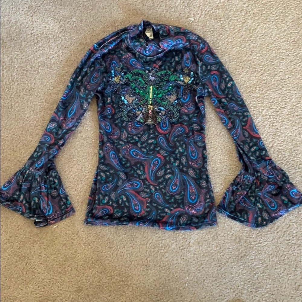 Free People L’Amour tee velvet sequin new